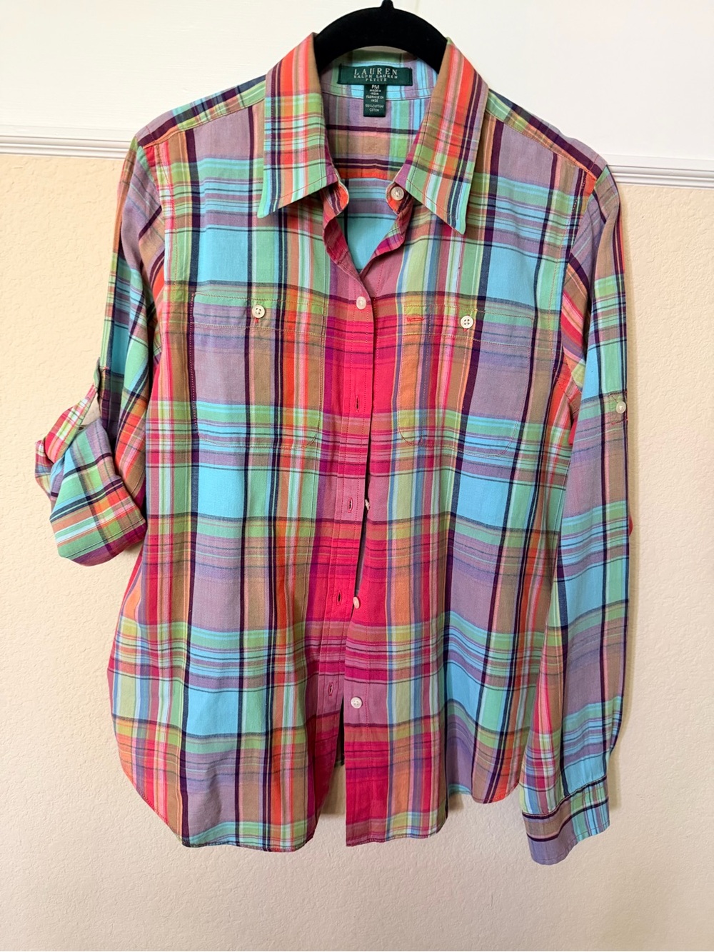 Lauren Ralph Lauren Multicolor Plaid Button-Down Shirt - Aqua, Red, Purple
